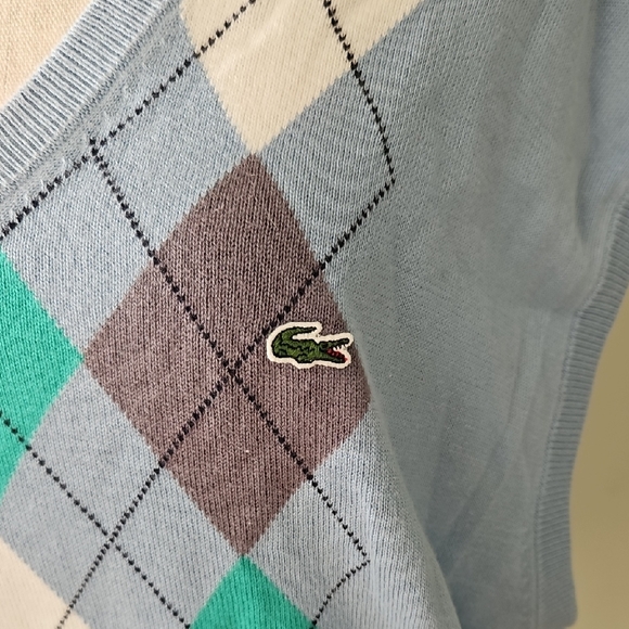 Lacoste Mens Size 8  Argyle Golf Sweater Vest Eclectic‎ Grandpa Golf Preppy - Picture 2 of 8